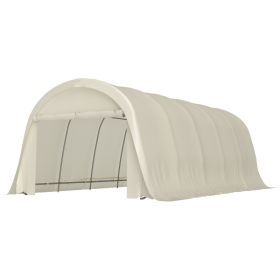 12 x 23.6 Heavy Duty Carport, UPF50+ Portable Garage Car Canopy Tent with Galvanized Frame, Large Door, Beige