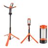 LED Work Light with Stand, 10Ah, Rechargeable Cordless Camping Light, with 3 Lamp Heads, Detachable Tripod Stand, 2200 Lumens 3000K-6500K Dimmable