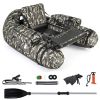 Inflatable Float Tube with Fish Ruler Rod Holder and Storage Pockets - Camouflage