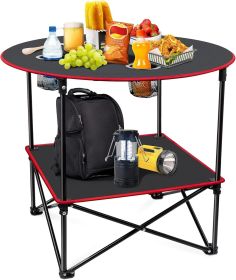 Portable Camping Table Folding Picnic Tables Lightweight Folding Table Waterproof Canvas Beach Table for Outside with 4 Cup Holders & Carry Bags for C