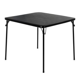 34" Folding Card Table, Square Portable Game Night Dining Table for Camping, Black