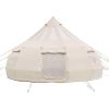 Canvas Bell Tent, 4 Seasons 16.4 ft Yurt Tent for Camping with Stove Jack, Poly-Cotton Canvas Breathable Holds up to 12 People with Rain Cover