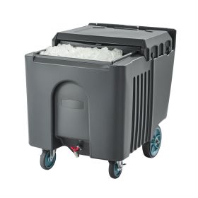 Commercial Ice Bin, 125 lbs Portable Ice Caddy, 31.5 x 22.8 x 29 inch Insulated Ice Carrier with 4 Wheels and Flip Lid, Large Ice Bin for Caterin