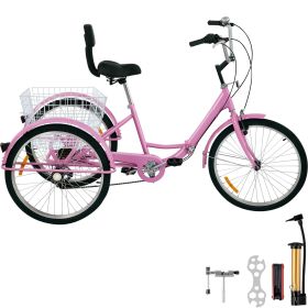 Tricycle Adult 24'' Wheels Adult Tricycle 7-Speed 3 Wheel Bikes For Adults Three Wheel Bike For Adults Adult Trike Adult Folding Tricycle Foldabl