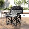Padded Camping Chair for Adults, Portable Folding Camping Chair with Side Pockets, Cup Holders, Carry Bag, Gray