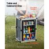 Folding Camping Storage Cabinet, Outdoor Portable Aluminum Lightweight Table, Quick Set-up Compact Kitchen Cook Station, with 3 Shelves and Carry Bag