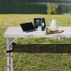 Portable Adjustable Height Folding Table with Mesh Storage Shelf – Lightweight Aluminum Camping Table, 3 Height Settings