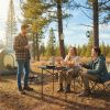 Black 28" Foldable Camping Table with Aluminum Top, 150 lbs Capacity Portable Picnic Table with Carry Bag