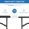 6 Foot Folding Table,Fold in Half Plastic Table,Indoor Outdoor Picnic Party Dining Camp Tables,Black