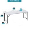 6FT Foldable Table, White HDPP Rectangular Portable Table with Carry Handle for Indoor Outdoor Picnic Party Camping