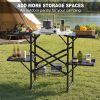 Foldable Aluminum Camping Kitchen Table Heat Resistant Slatted Tabletop