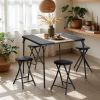 34" Folding Card Table, Square Portable Game Night Dining Table for Camping, Black