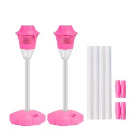 2Pack 3 In 1 Standing Bubble Machines with Colorful Lights and Music Rechargeable Bubble Maker Stands with 2 Modes 3 Adjustable Height for Party Weddi (Color: Pink)