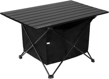Portable Camping Table Ultralight Aluminum Camp Table with Storage Bag Folding Beach Table for Camping Hiking Backpacking Outdoor Picnic, Size L (size: Black, With Storage Bag  Large)