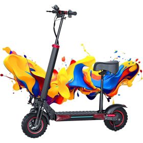 WHOSU 800W/1200W Off-road Electric Scooter with Seat, 10''/11'' Off-road Tires, 48V 21Ah Battery, Dual Suspension Commuting E-scooter (Battery: 1200W-48V 21Ah)
