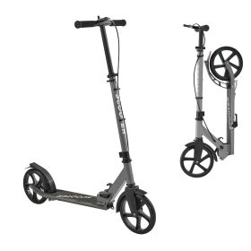 Kick Scooter for Kids Ages 8+, Teens & Adults, 2-Wheel Toddler Scooter with Adjustable Height Handlebar, Wide Anti-Slip Deck (Color: Gray, Brake Type: Hand Brake)