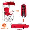 Foldable Beach Canopy Chair Sun Protection Camping Lawn Canopy Chair 330LBS Load Folding Seat w/ Cup Holder For Beach Poolside Travel Picnic