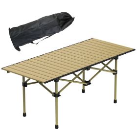 Folding Camping Table Portable Lightweight Carbon Steel Roll-up Picnic BBQ Desk with Carry Bag Heavy Duty for Outdoor Beach Backyard Party Patio Campi (size: L(120x55CM))