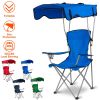 Foldable Beach Canopy Chair Sun Protection Camping Lawn Canopy Chair 330LBS Load Folding Seat w/ Cup Holder For Beach Poolside Travel Picnic