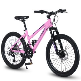S26103 26 Inch Mountain Bike For Teenagers Girls Women, Shimano 21 Speeds With Dual Disc Brakes And 100mm Front Suspension (Option: Pink)